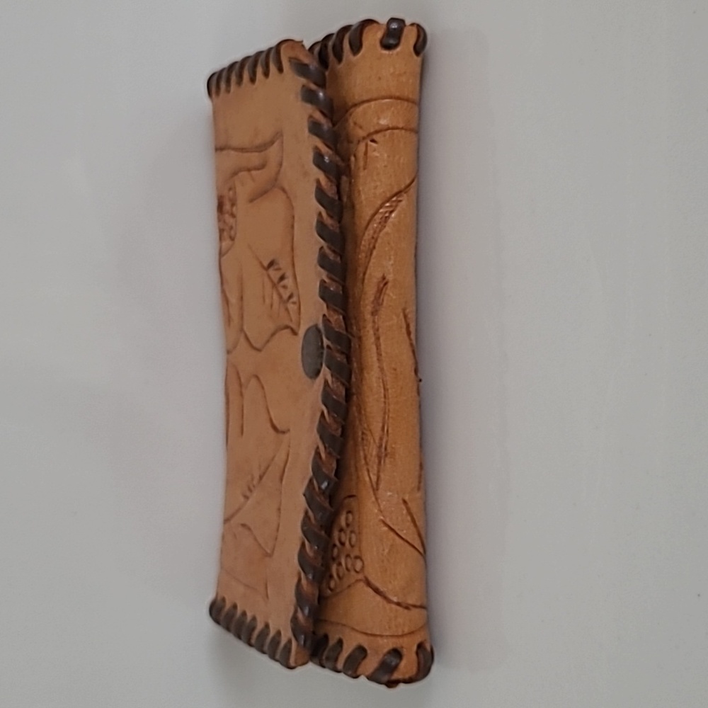 Key Wallet Vintage (Est60s / 70s) Tooled Leather Built In Key Hooks Snap Closure - Picture 15 of 16